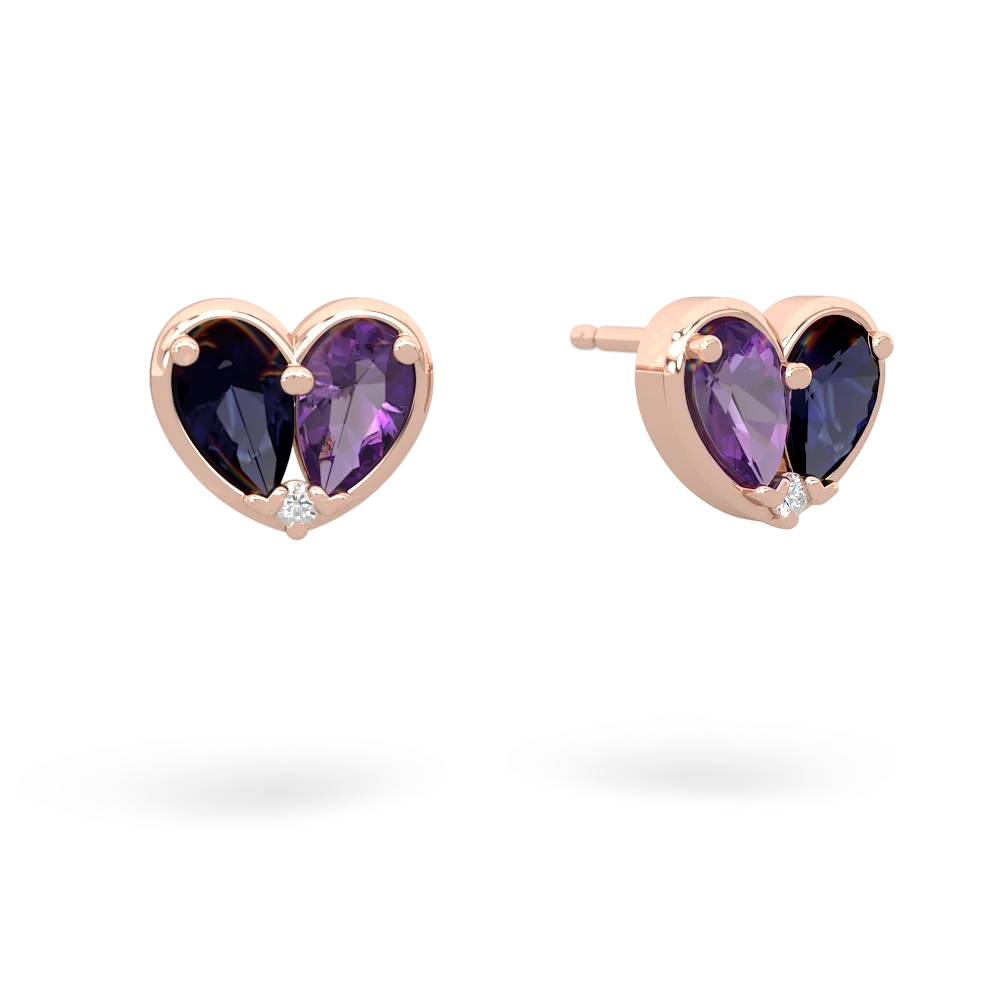 Sapphire 'Our Heart' 14K Rose Gold earrings E5072