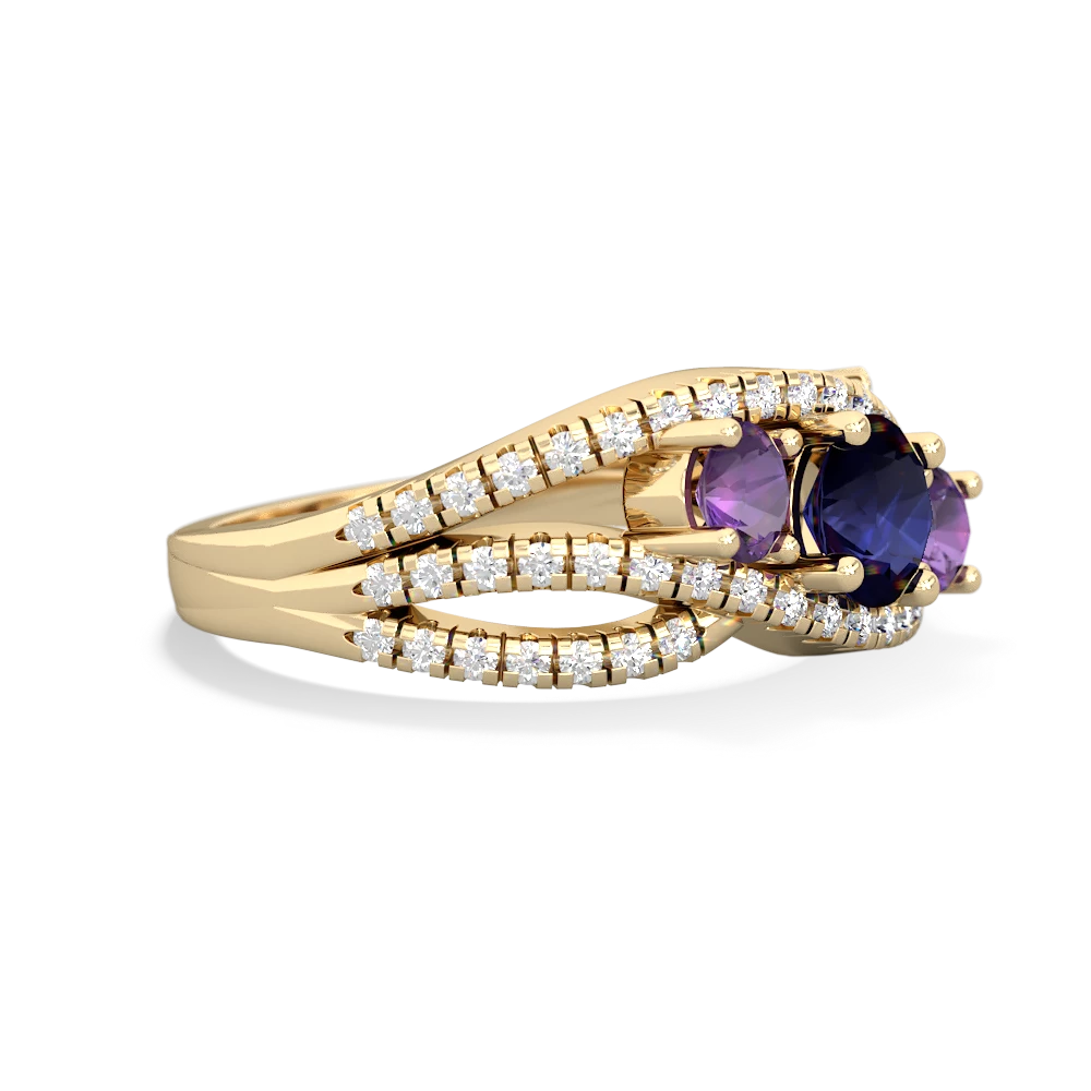 Sapphire Three Stone Aurora 14K Yellow Gold ring R3080