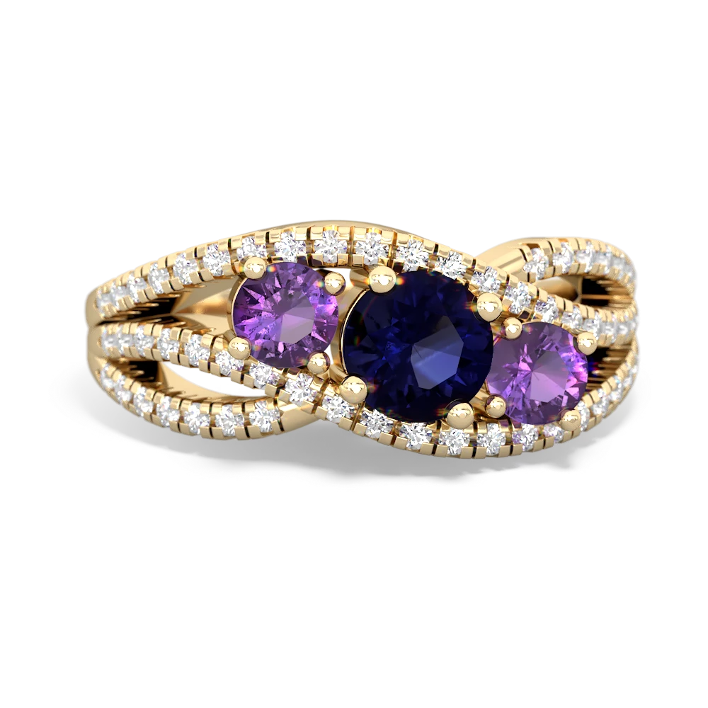 Sapphire Three Stone Aurora 14K Yellow Gold ring R3080