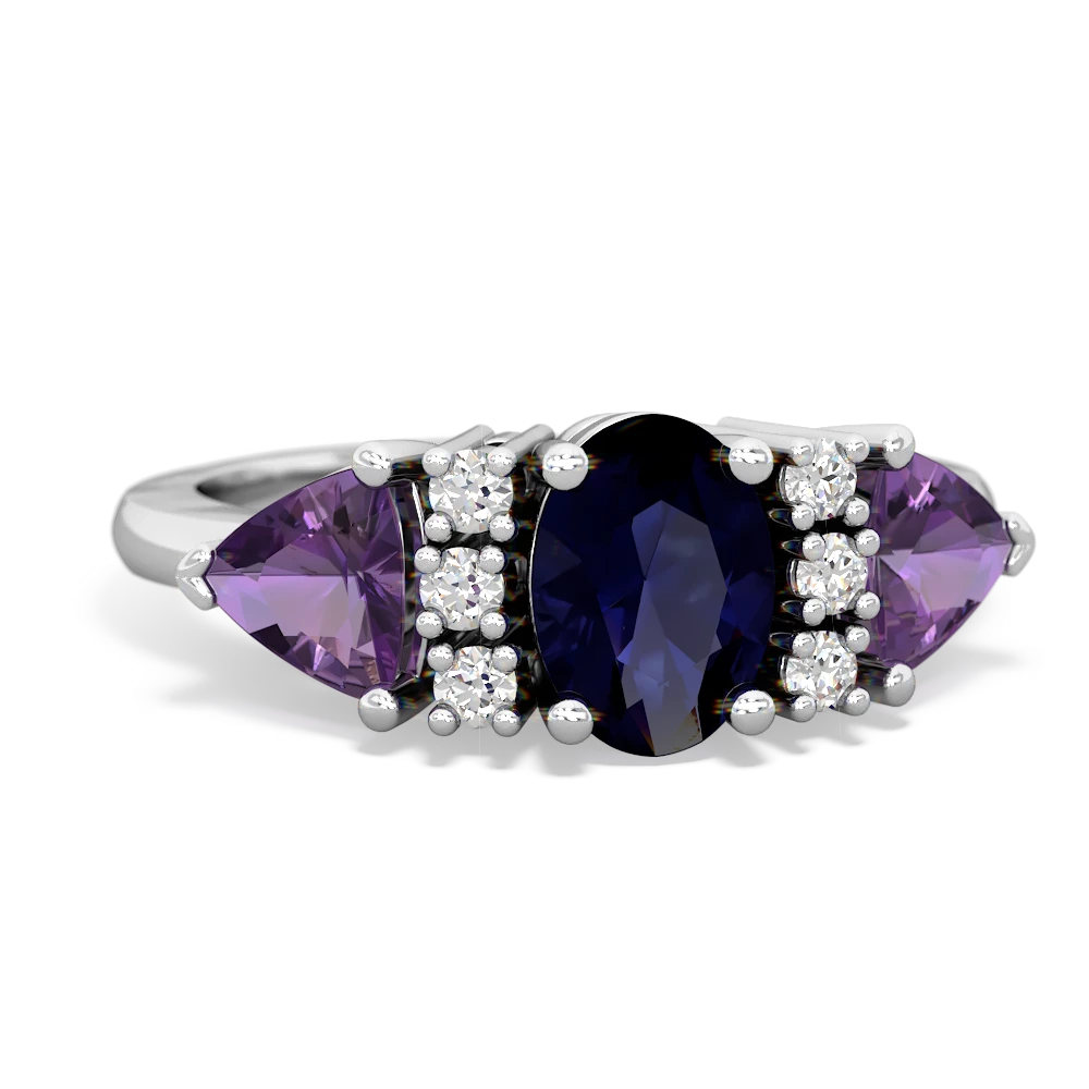 Blue sapphire store and amethyst ring