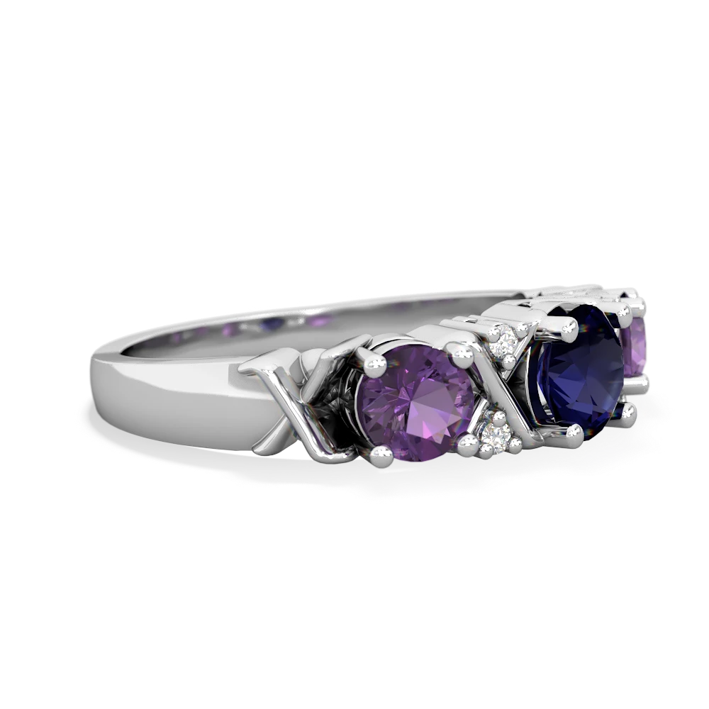 Sapphire Hugs And Kisses 14K White Gold ring R5016