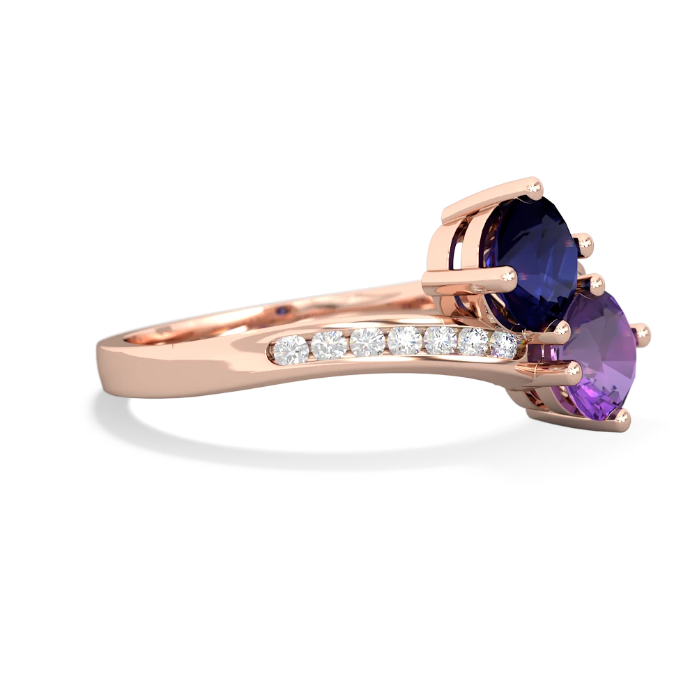 Sapphire Channel Set Two Stone 14K Rose Gold ring R5303