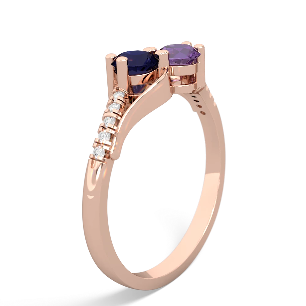 Sapphire Infinity Pave Two Stone 14K Rose Gold ring R5285