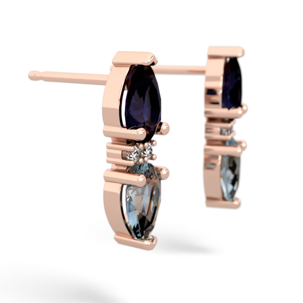 Sapphire Bowtie Drop 14K Rose Gold earrings E0865