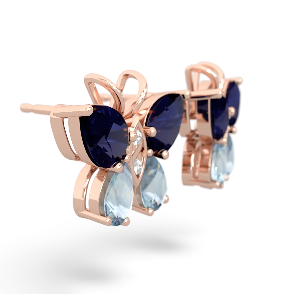 Sapphire Butterfly 14K Rose Gold earrings E2215