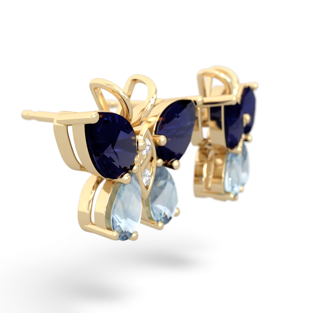 Sapphire Butterfly 14K Yellow Gold earrings E2215