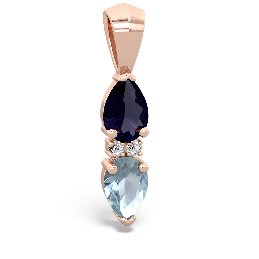 Sapphire Bowtie Drop 14K Rose Gold pendant P0865