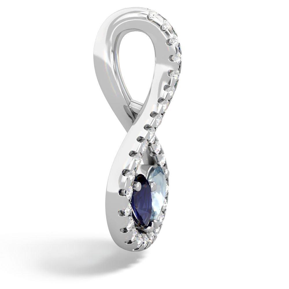 Sapphire Pave Twist 'One Heart' 14K White Gold pendant P5360