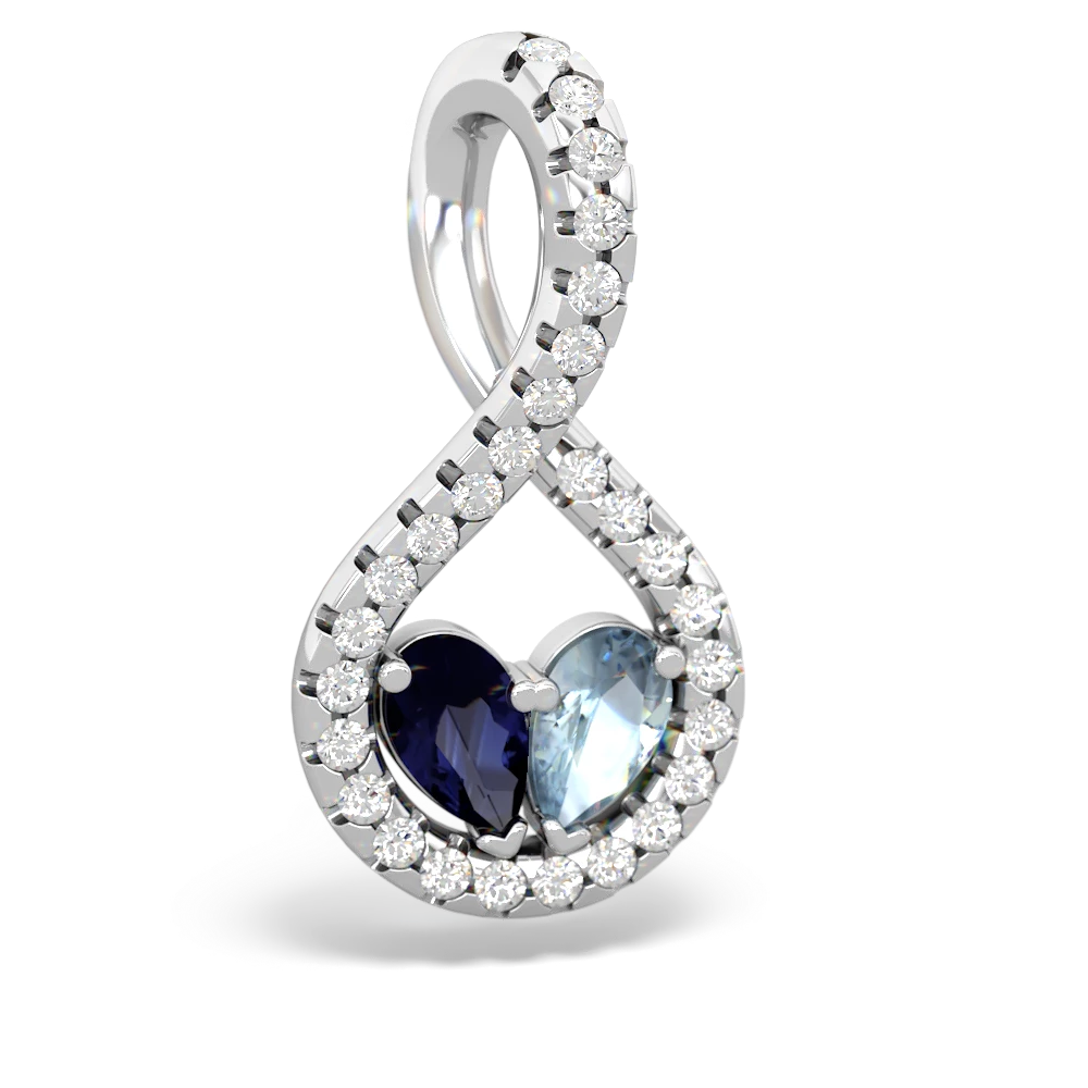 Sapphire Pave Twist 'One Heart' 14K White Gold pendant P5360