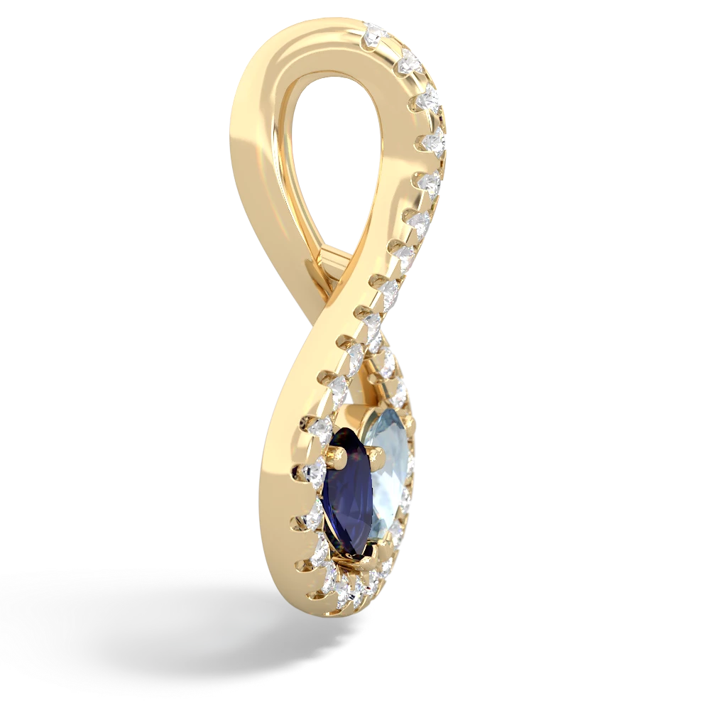 Sapphire Pave Twist 'One Heart' 14K Yellow Gold pendant P5360