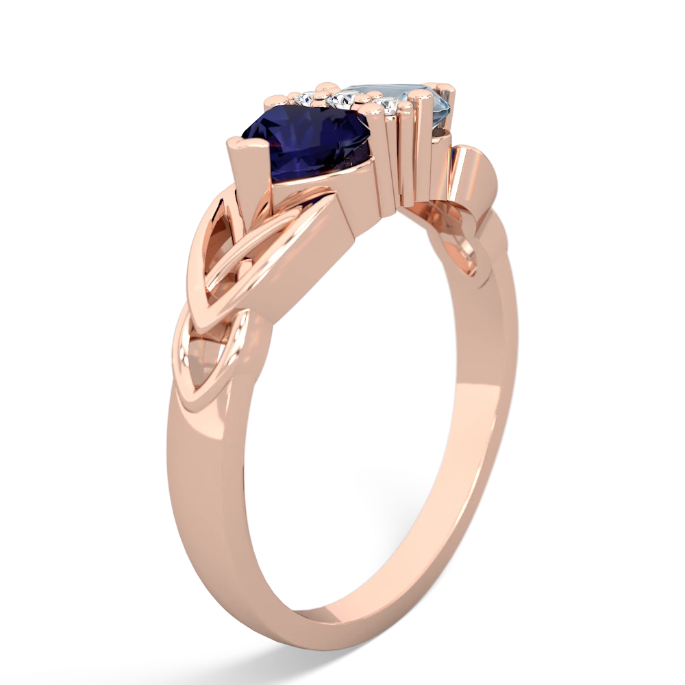 Sapphire Celtic Knot Double Heart 14K Rose Gold ring R5040