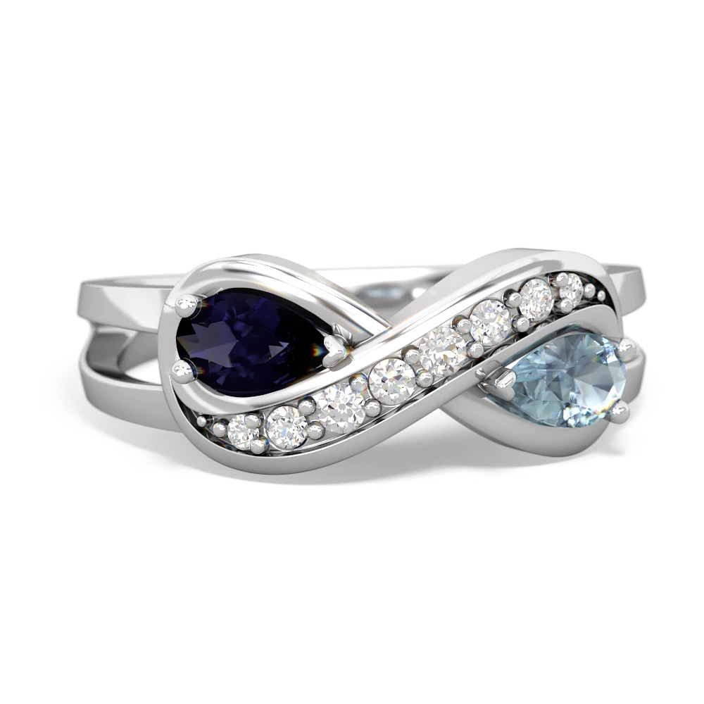 Sapphire Diamond Infinity 14K White Gold ring R5390