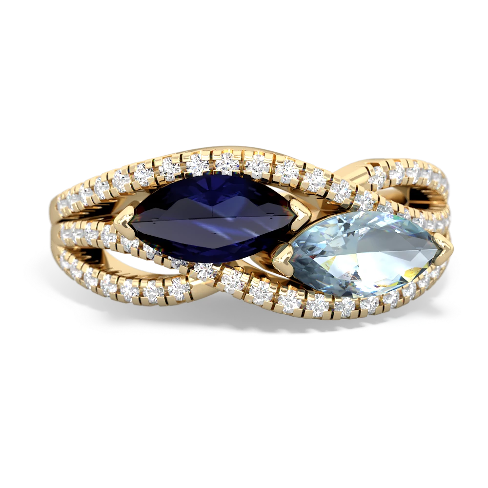 Sapphire Diamond Rivers 14K Yellow Gold ring R3070