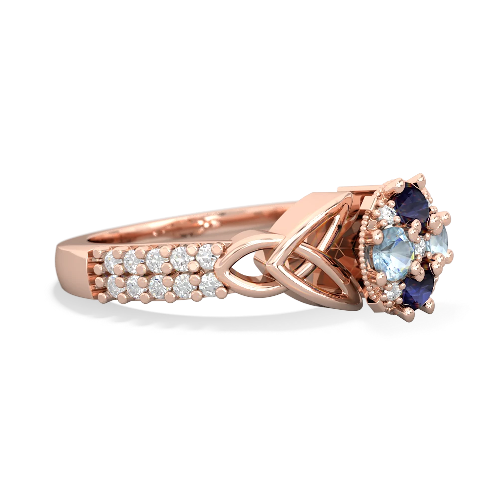 Sapphire Celtic Knot Cluster Engagement 14K Rose Gold ring R26443RD