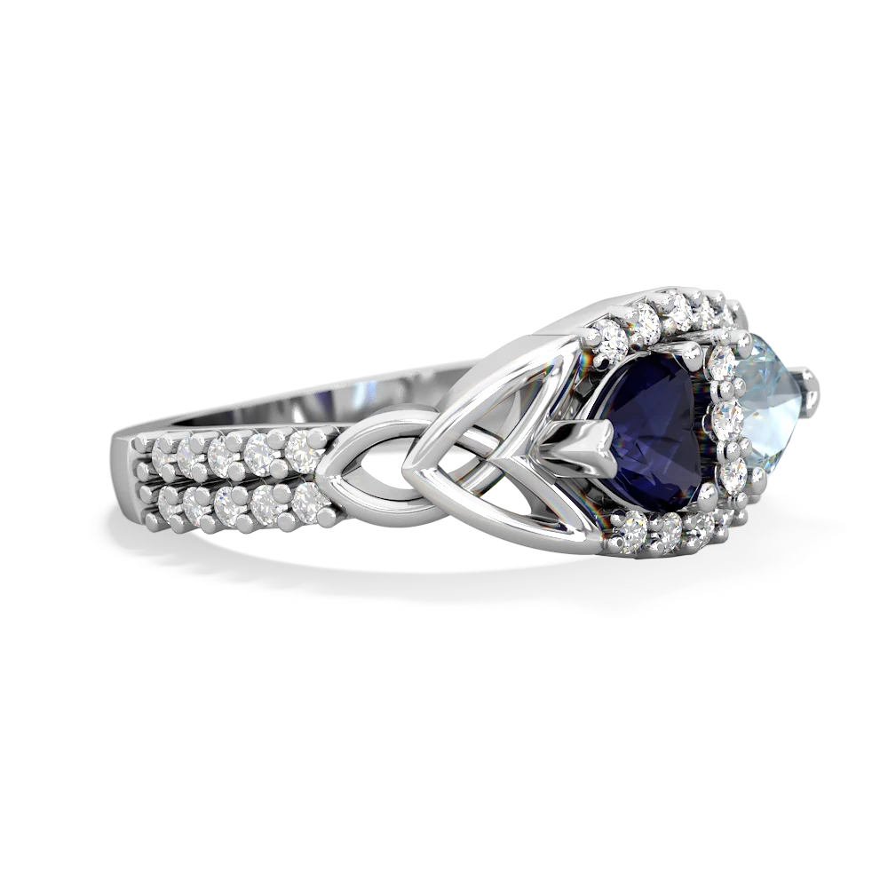 Sapphire Sparkling Celtic Knot 14K White Gold ring R2645