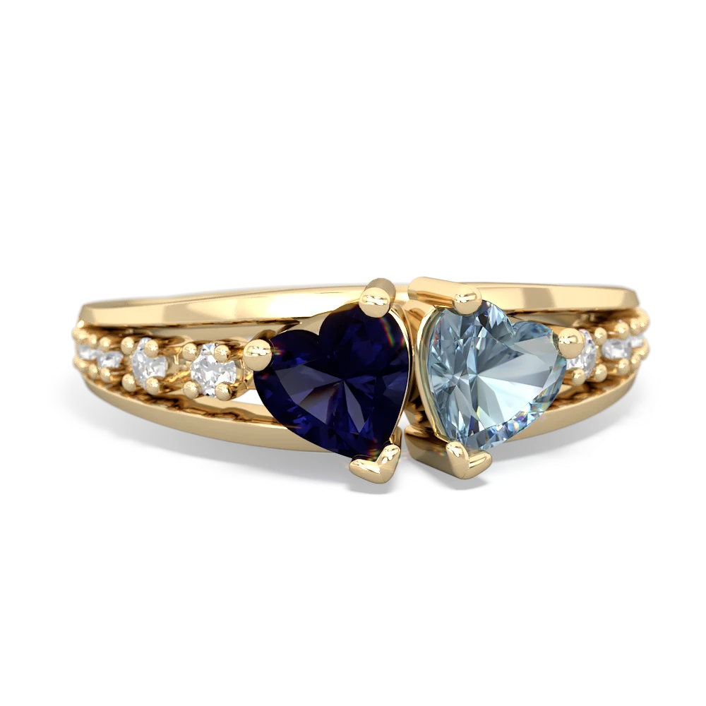 Sapphire Heart To Heart 14K Yellow Gold ring R3342