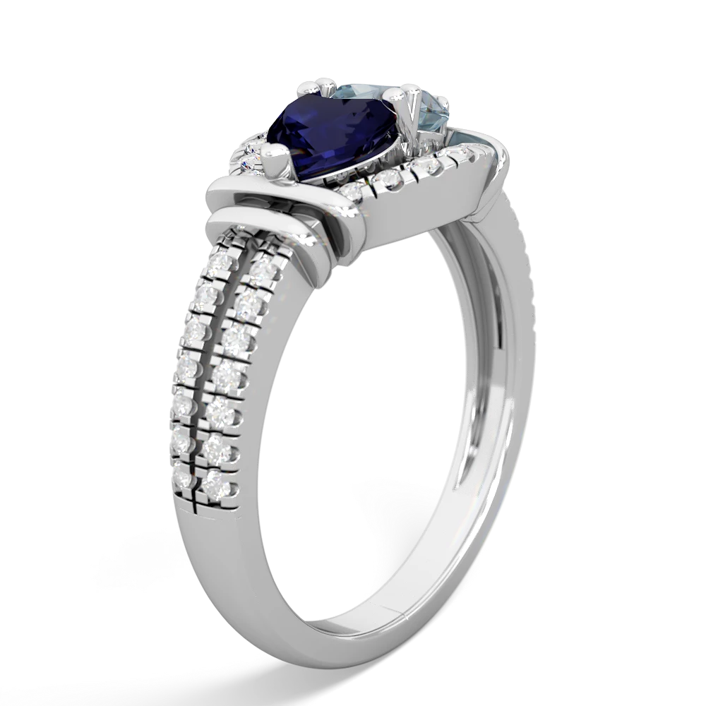 Sapphire Art-Deco Keepsake 14K White Gold ring R5630