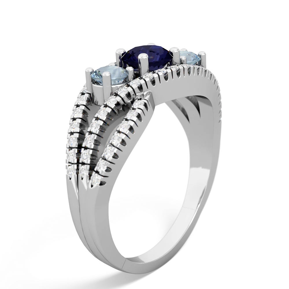 Sapphire Three Stone Aurora 14K White Gold ring R3080