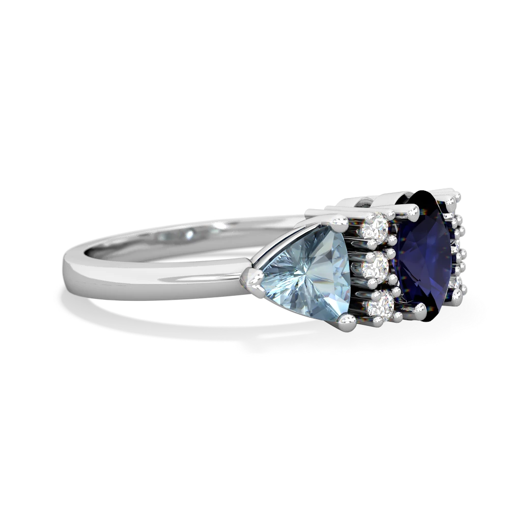 Sapphire Antique Style Three Stone 14K White Gold ring R2186