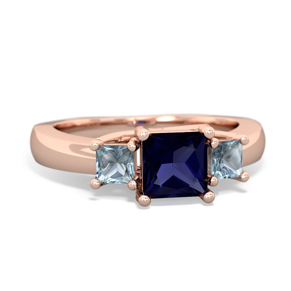 Sapphire Three Stone Trellis 14K Rose Gold ring R4015