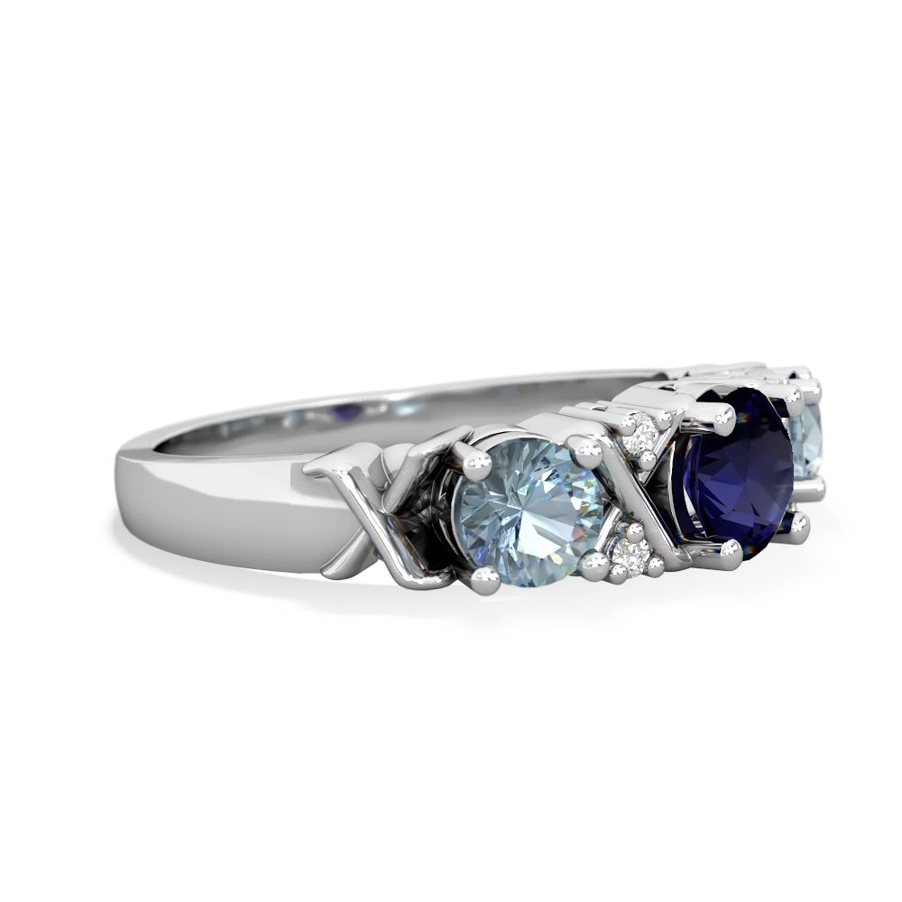 Sapphire Hugs And Kisses 14K White Gold ring R5016