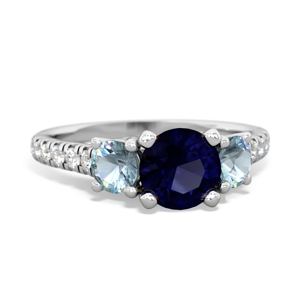 Sapphire Pave Trellis 14K White Gold ring R5500