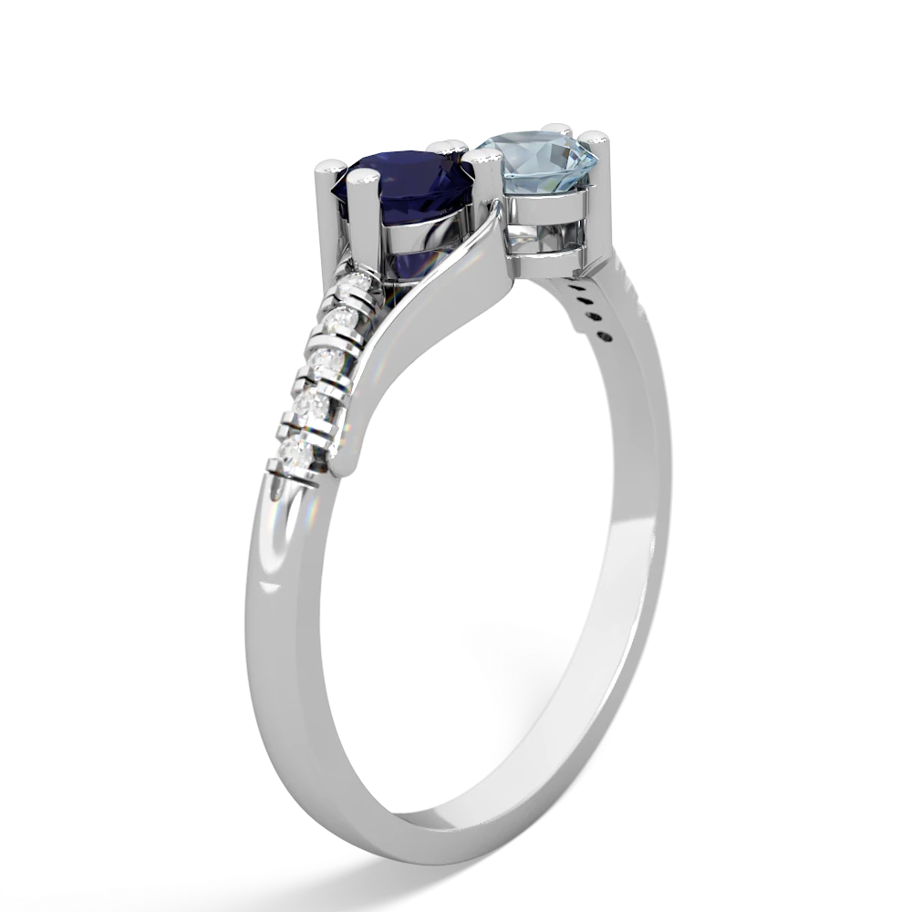 Sapphire Infinity Pave Two Stone 14K White Gold ring R5285