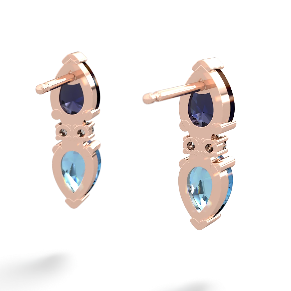 Sapphire Bowtie Drop 14K Rose Gold earrings E0865