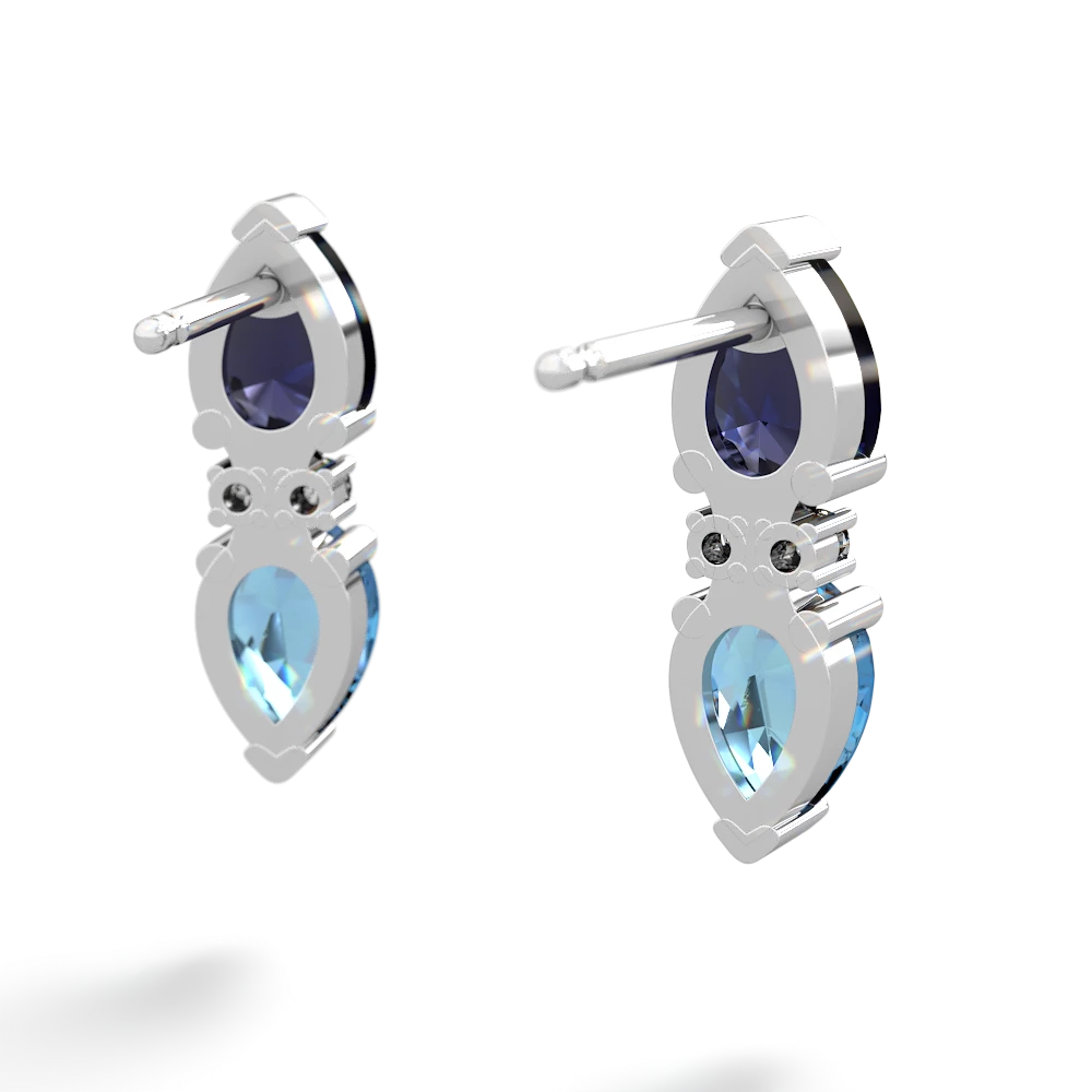 Sapphire Bowtie Drop 14K White Gold earrings E0865