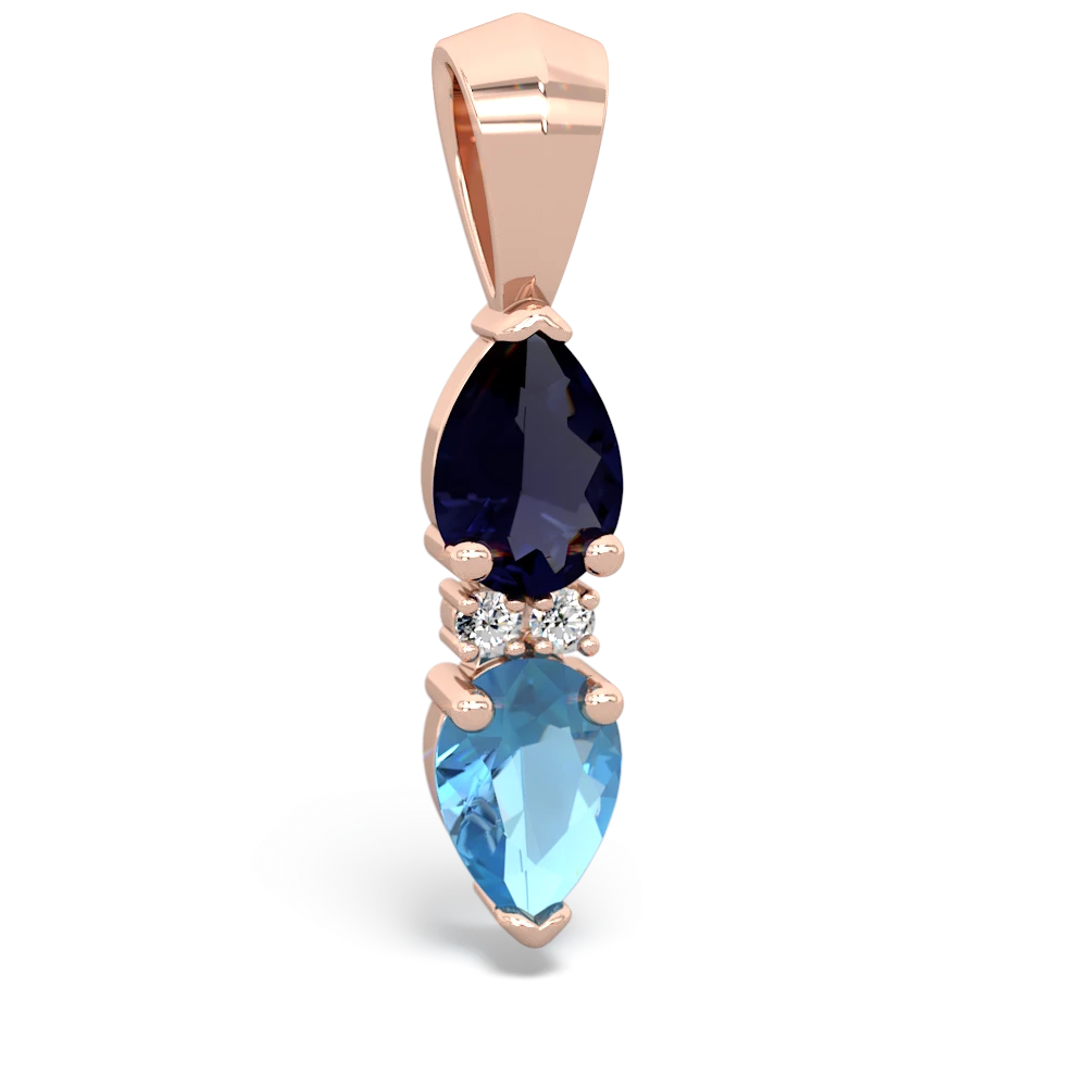 Sapphire Bowtie Drop 14K Rose Gold pendant P0865