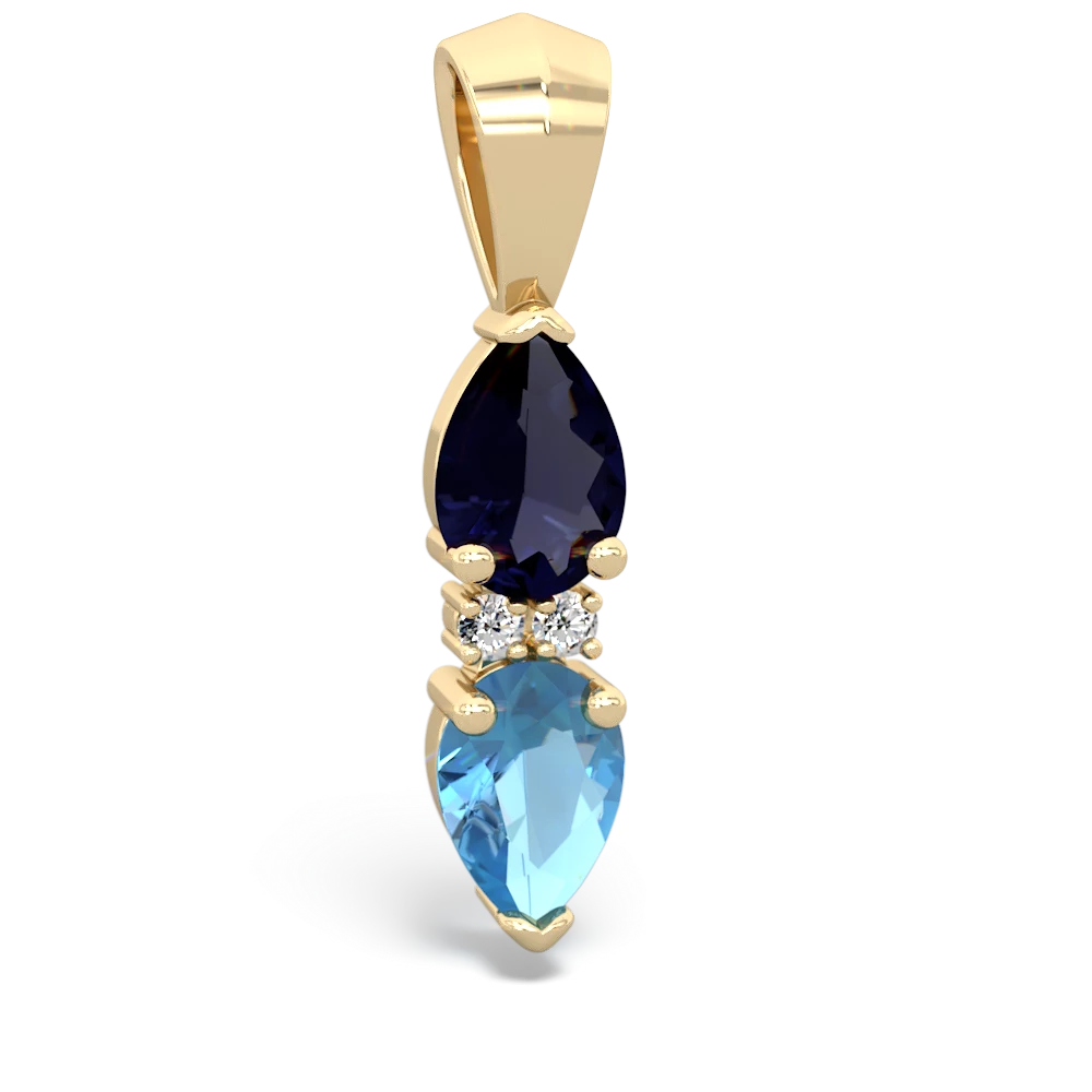 Sapphire Bowtie Drop 14K Yellow Gold pendant P0865