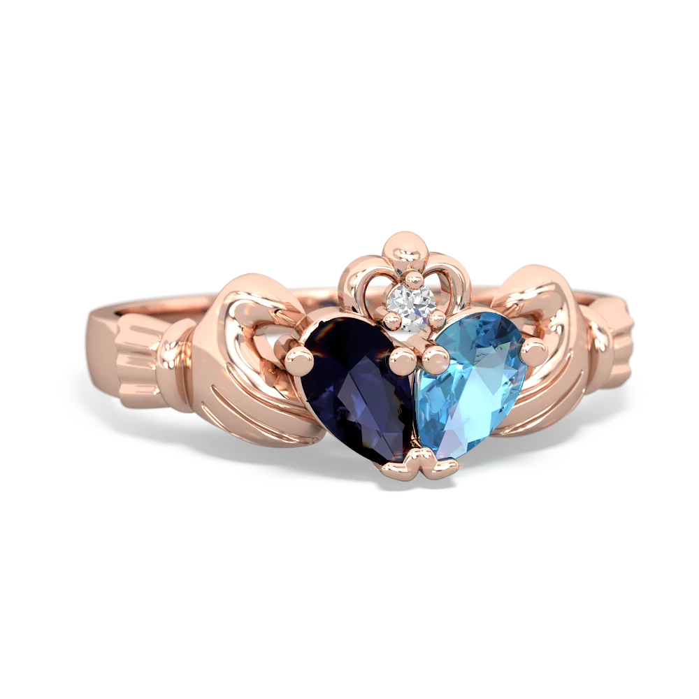 Sapphire 'Our Heart' Claddagh 14K Rose Gold ring R2388