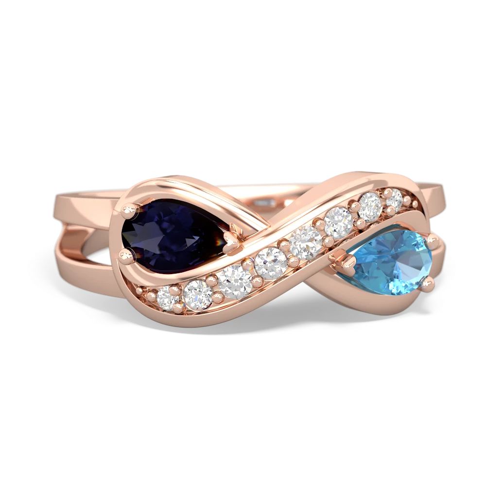 Sapphire Diamond Infinity 14K Rose Gold ring R5390