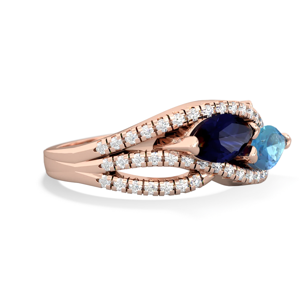 Sapphire Diamond Rivers 14K Rose Gold ring R3070