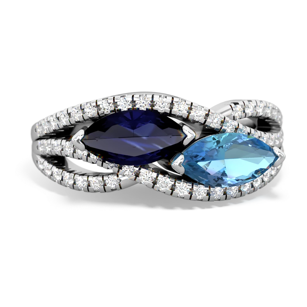 Sapphire Diamond Rivers 14K White Gold ring R3070