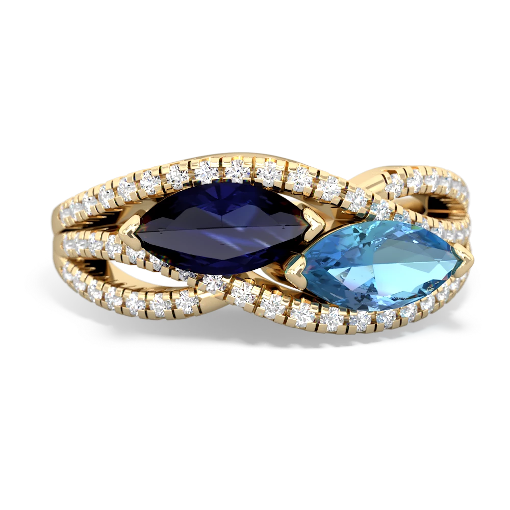 Sapphire Diamond Rivers 14K Yellow Gold ring R3070