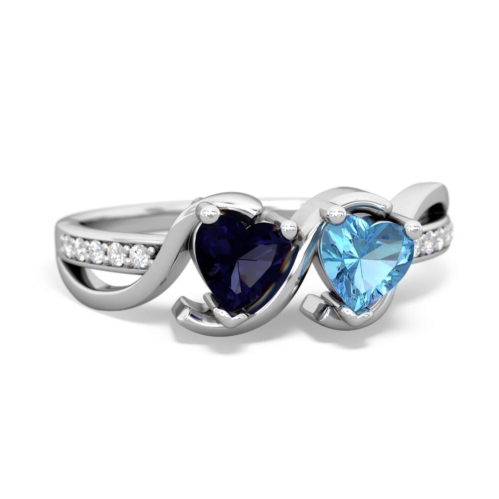 Sapphire Side By Side 14K White Gold ring R3090