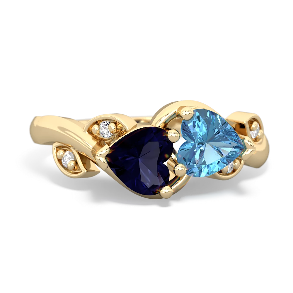 Sapphire Floral Elegance 14K Yellow Gold ring R5790