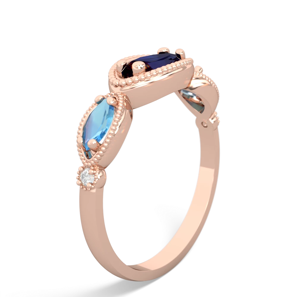 Sapphire Milgrain Marquise 14K Rose Gold ring R5700