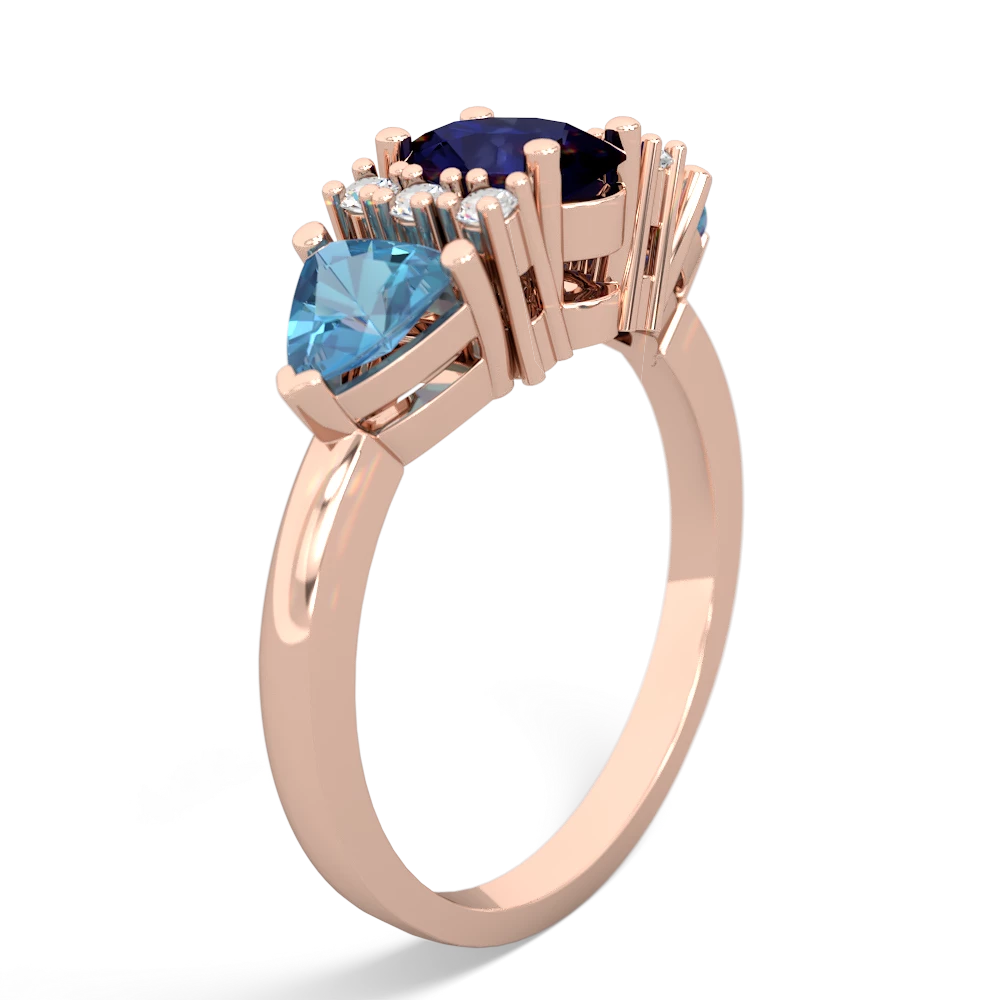 Sapphire Antique Style Three Stone 14K Rose Gold ring R2186