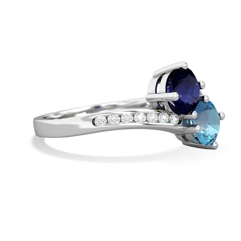 Sapphire Channel Set Two Stone 14K White Gold ring R5303