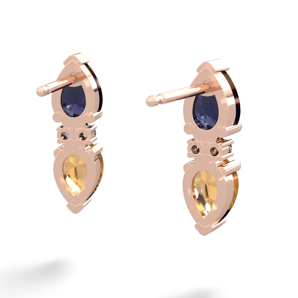 Sapphire Bowtie Drop 14K Rose Gold earrings E0865