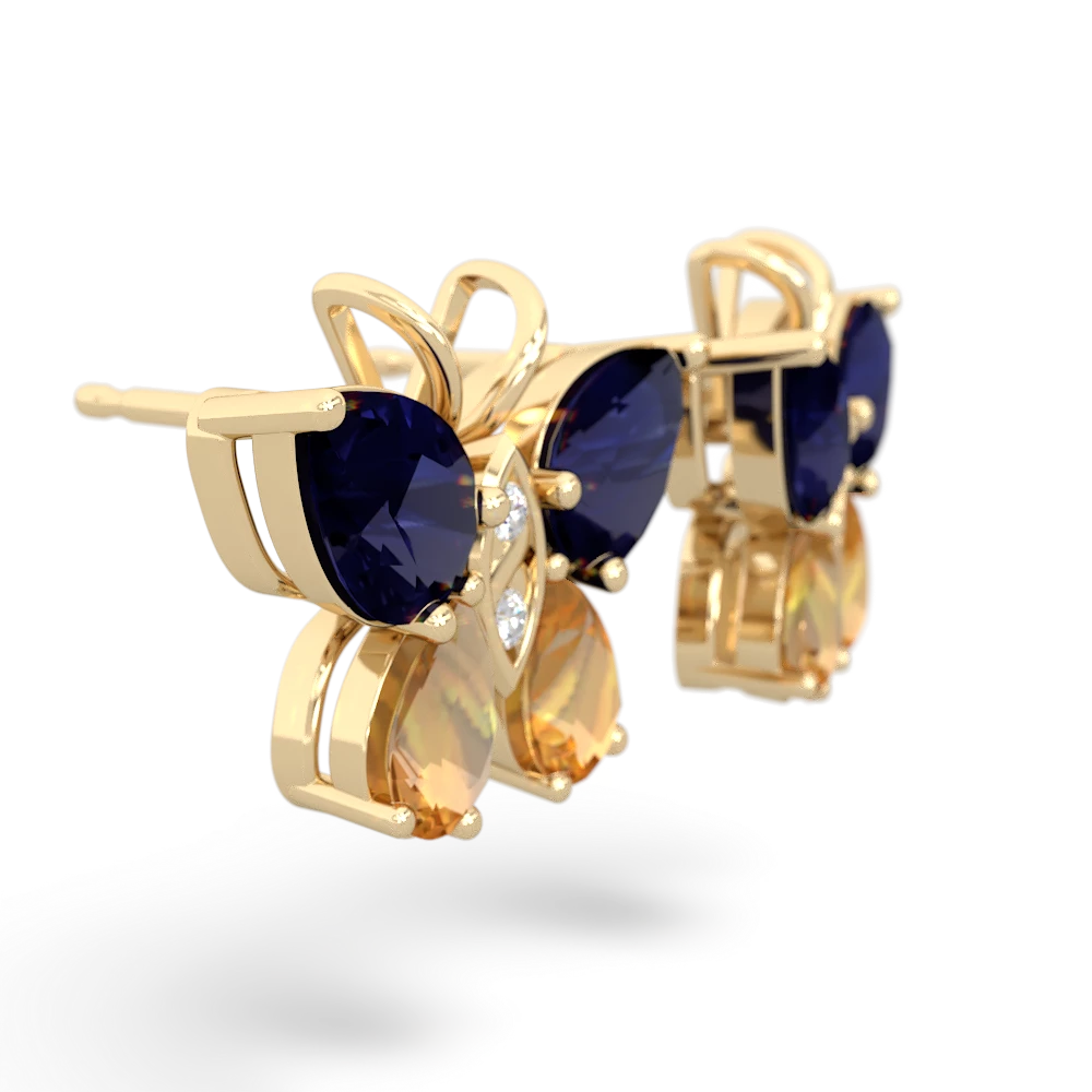 Sapphire Butterfly 14K Yellow Gold earrings E2215