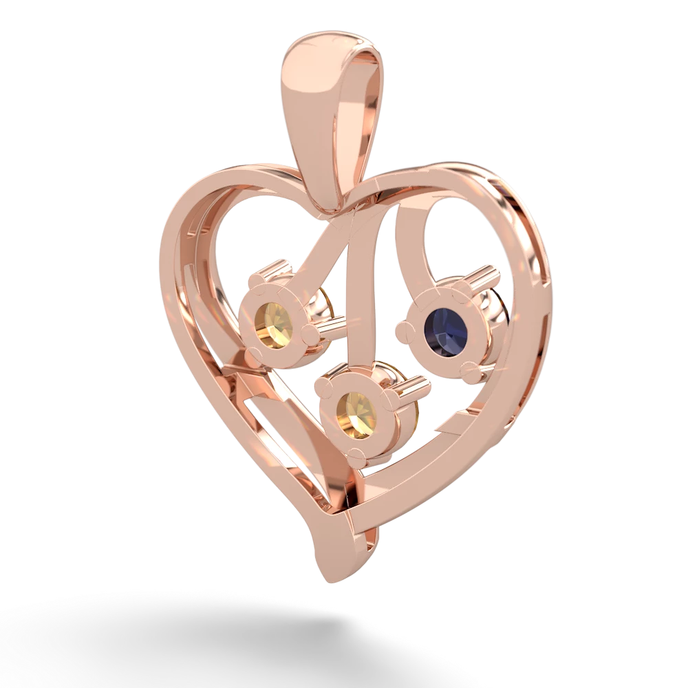 Sapphire Glowing Heart 14K Rose Gold pendant P2233