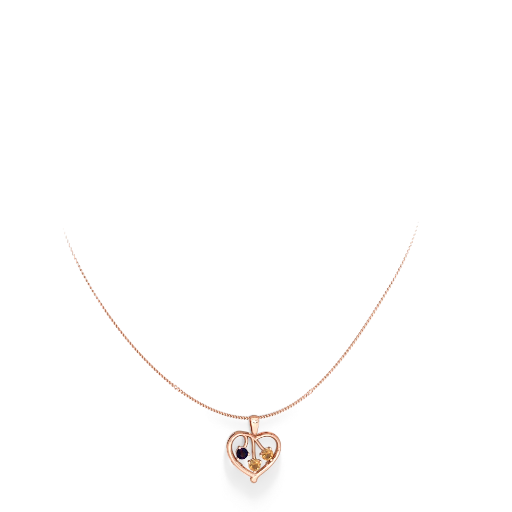 Sapphire Glowing Heart 14K Rose Gold pendant P2233