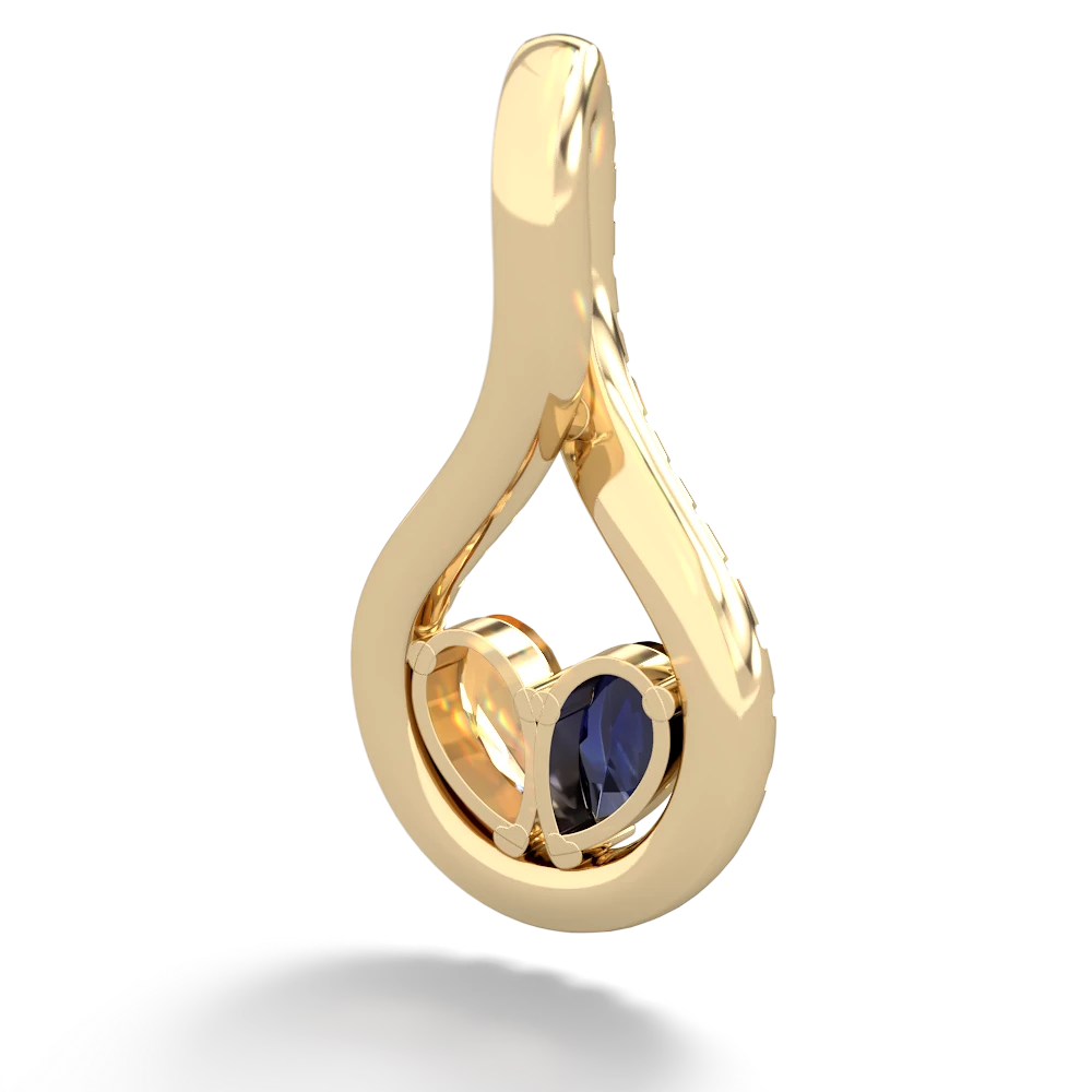 Sapphire Pave Twist 'One Heart' 14K Yellow Gold pendant P5360