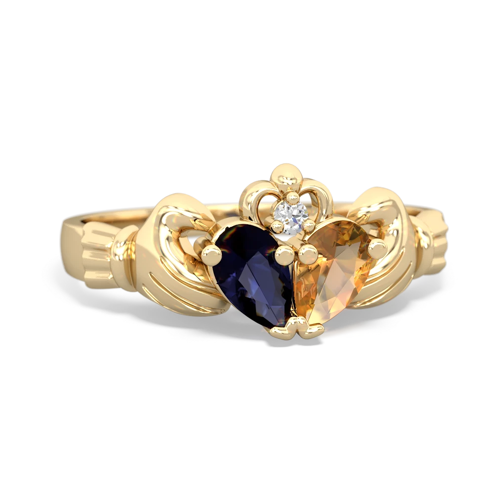 Sapphire 'Our Heart' Claddagh 14K Yellow Gold ring R2388