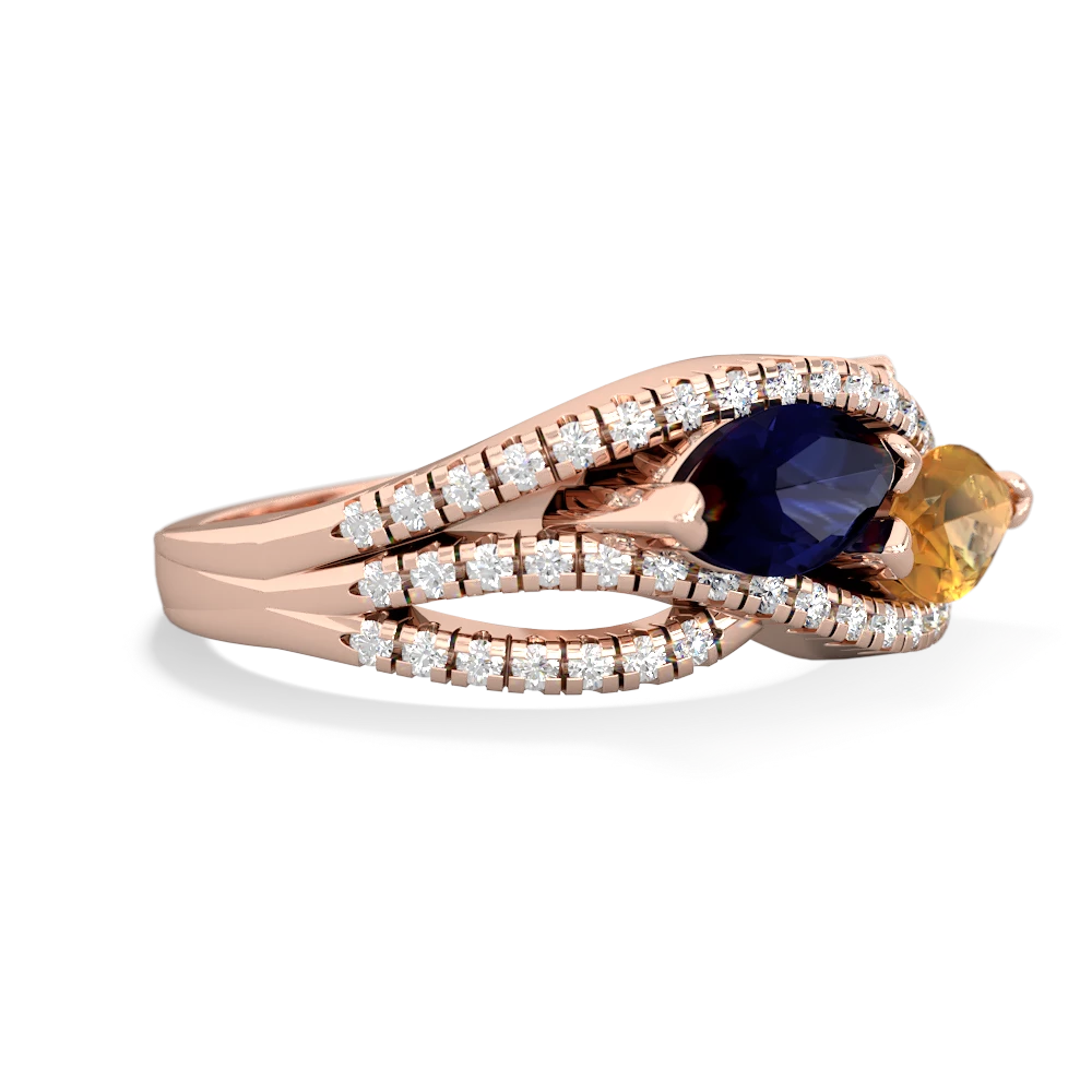 Sapphire Diamond Rivers 14K Rose Gold ring R3070