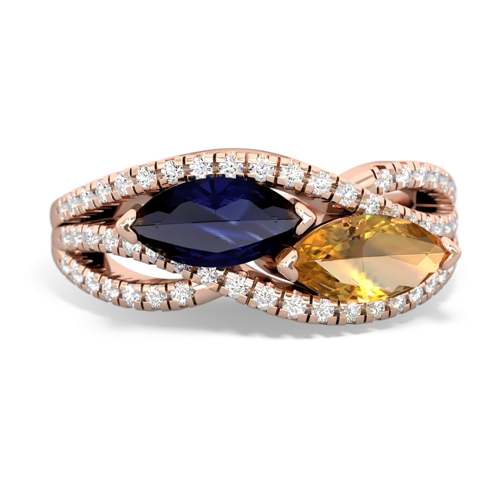 Sapphire Diamond Rivers 14K Rose Gold ring R3070