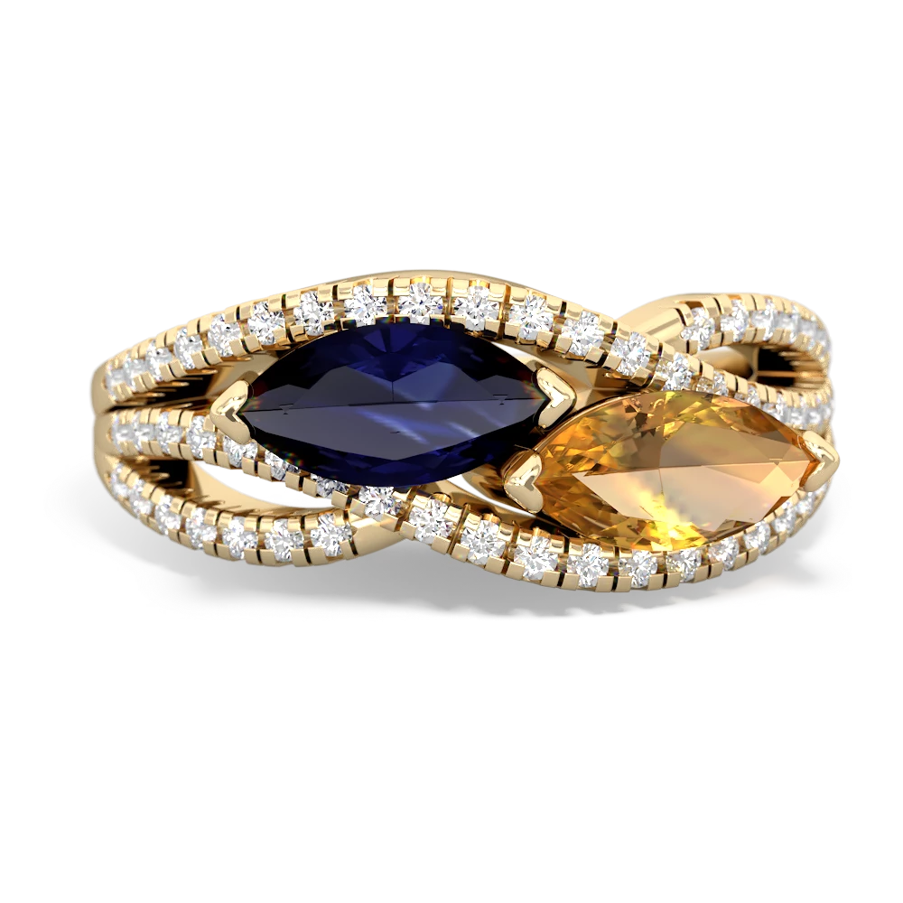 Sapphire Diamond Rivers 14K Yellow Gold ring R3070